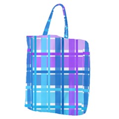 Gingham Pattern Blue Purple Shades Giant Grocery Zipper Tote by Sapixe