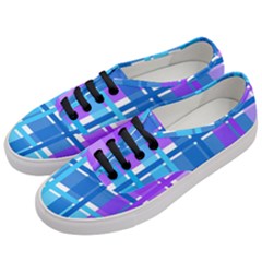 Gingham Pattern Blue Purple Shades Women s Classic Low Top Sneakers by Sapixe