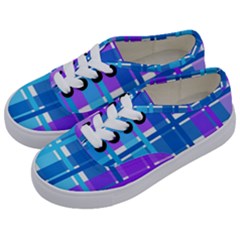 Gingham Pattern Blue Purple Shades Kids  Classic Low Top Sneakers by Sapixe