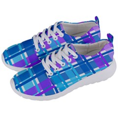 Gingham Pattern Blue Purple Shades Men s Lightweight Sports Shoes by Sapixe