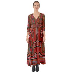 Frog Pattern Button Up Boho Maxi Dress by Sapixe