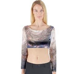 Galaxy Star Planet Long Sleeve Crop Top by Sapixe