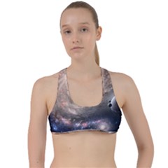 Galaxy Star Planet Criss Cross Racerback Sports Bra by Sapixe