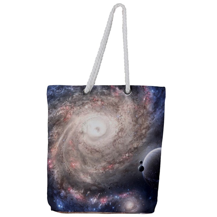 Galaxy Star Planet Full Print Rope Handle Tote (Large)