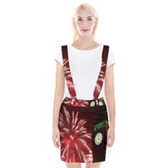 Fireworks Explode Behind The Houses Of Parliament And Big Ben On The River Thames During New Year’s Braces Suspender Skirt by Sapixe