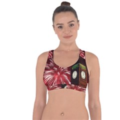 Fireworks Explode Behind The Houses Of Parliament And Big Ben On The River Thames During New Year’s Cross String Back Sports Bra by Sapixe