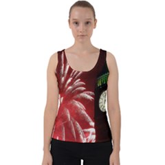 Fireworks Explode Behind The Houses Of Parliament And Big Ben On The River Thames During New Year’s Velvet Tank Top by Sapixe