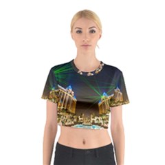 Galaxy Hotel Macau Cotai Laser Beams At Night Cotton Crop Top by Sapixe