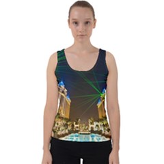 Galaxy Hotel Macau Cotai Laser Beams At Night Velvet Tank Top by Sapixe