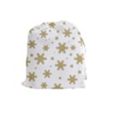 Gold Snow Flakes Snow Flake Pattern Drawstring Pouches (Large)  View1