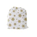 Gold Snow Flakes Snow Flake Pattern Drawstring Pouches (Large)  View2