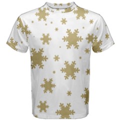 Gold Snow Flakes Snow Flake Pattern Men s Cotton Tee by Sapixe