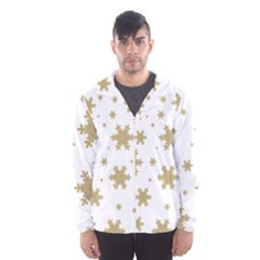 Gold Snow Flakes Snow Flake Pattern Hooded Wind Breaker (men)