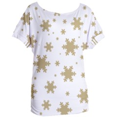 Gold Snow Flakes Snow Flake Pattern Women s Oversized Tee by Sapixe