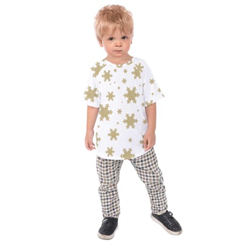 Gold Snow Flakes Snow Flake Pattern Kids Raglan Tee by Sapixe