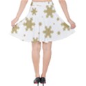 Gold Snow Flakes Snow Flake Pattern Velvet High Waist Skirt View2