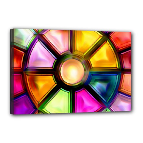 Glass Colorful Stained Glass Canvas 18  X 12  by Sapixe