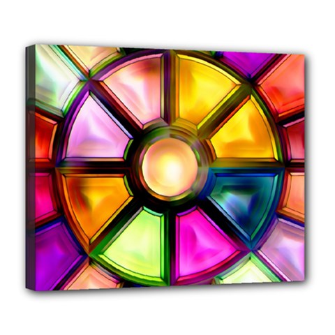 Glass Colorful Stained Glass Deluxe Canvas 24  X 20   by Sapixe