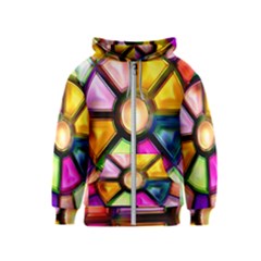 Glass Colorful Stained Glass Kids  Zipper Hoodie by Sapixe