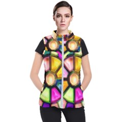 Glass Colorful Stained Glass Women s Puffer Vest by Sapixe