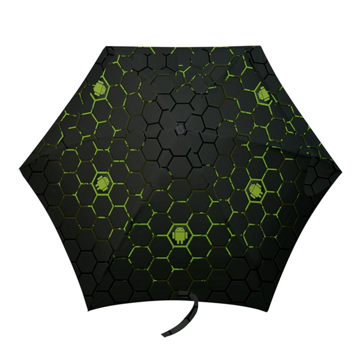 Green Android Honeycomb Gree Mini Folding Umbrellas