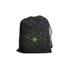 Green Android Honeycomb Gree Drawstring Pouches (medium)  by Sapixe