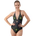 Green Android Honeycomb Gree Halter Cut-Out One Piece Swimsuit View1