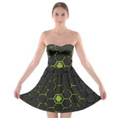 Green Android Honeycomb Gree Strapless Bra Top Dress by Sapixe