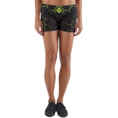 Green Android Honeycomb Gree Yoga Shorts by Sapixe