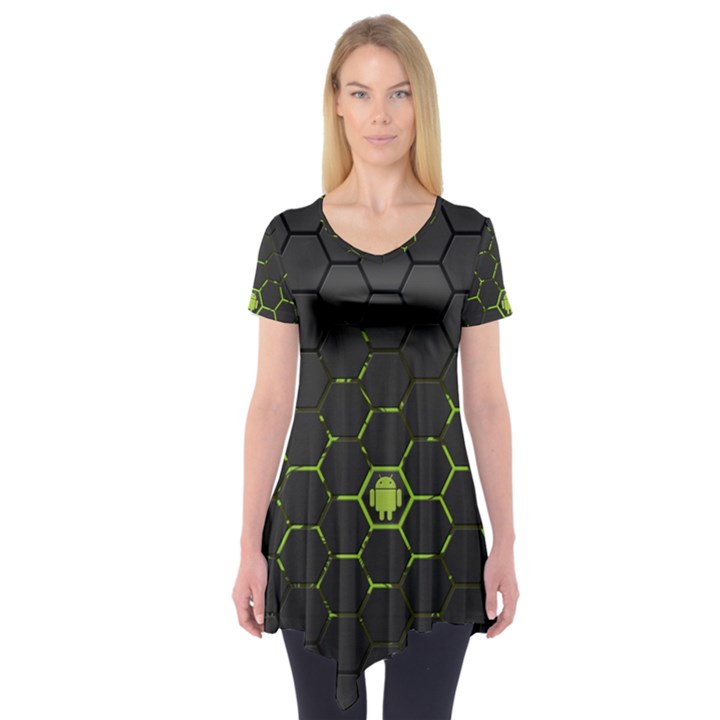 Green Android Honeycomb Gree Short Sleeve Tunic 