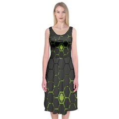 Green Android Honeycomb Gree Midi Sleeveless Dress by Sapixe