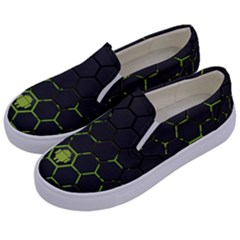 Green Android Honeycomb Gree Kids  Canvas Slip Ons