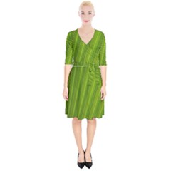 Green Leaf Pattern Plant Wrap Up Cocktail Dress by Sapixe