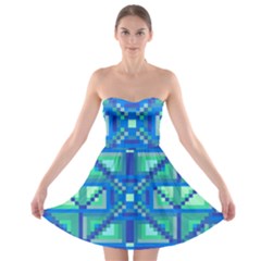 Grid Geometric Pattern Colorful Strapless Bra Top Dress by Sapixe