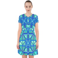 Grid Geometric Pattern Colorful Adorable In Chiffon Dress