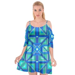 Grid Geometric Pattern Colorful Cutout Spaghetti Strap Chiffon Dress by Sapixe