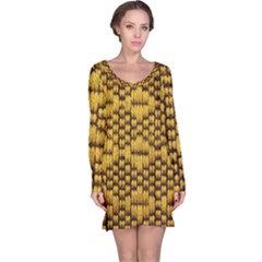 Golden Pattern Fabric Long Sleeve Nightdress by Sapixe