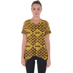 Golden Pattern Fabric Cut Out Side Drop Tee by Sapixe