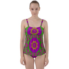 Decorative Festive Bohemic Ornate Style Twist Front Tankini Set by pepitasart