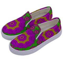 Decorative Festive Bohemic Ornate Style Kids  Canvas Slip Ons by pepitasart