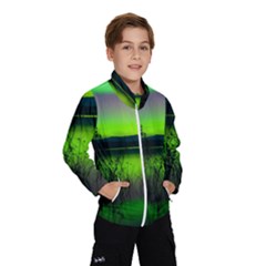 Green Northern Lights Canada Wind Breaker (kids) by Sapixe