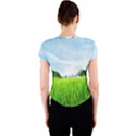 Green Landscape, Green Grass Close Up Blue Sky And White Clouds Crew Neck Crop Top View2