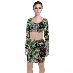 April   Birds Of Paradise 5 Long Sleeve Crop Top & Bodycon Skirt Set by bestdesignintheworld