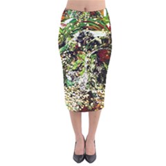 April   Birds Of Paradise 5 Velvet Midi Pencil Skirt by bestdesignintheworld