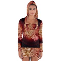 Wonderful Tiger With Flowers And Grunge Long Sleeve Hooded T-shirt by FantasyWorld7