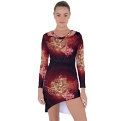 Wonderful Tiger With Flowers And Grunge Asymmetric Cut-out Shift Dress by FantasyWorld7