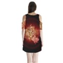 Wonderful Tiger With Flowers And Grunge Shoulder Cutout Velvet One Piece View2