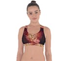 Wonderful Tiger With Flowers And Grunge Cross String Back Sports Bra View1