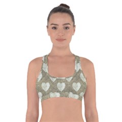 Hearts Motif Pattern Cross Back Sports Bra by dflcprints