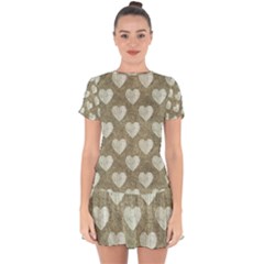 Hearts Motif Pattern Drop Hem Mini Chiffon Dress by dflcprints